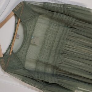 Belle Sky Willow Green Sheer  Top Size XXL